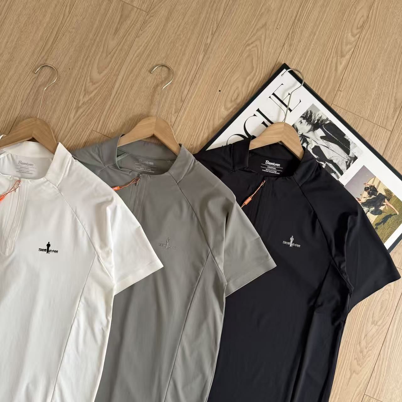 Men's Premium Zip Polo Shirt – Business Casual Short Sleeve Summer Tee