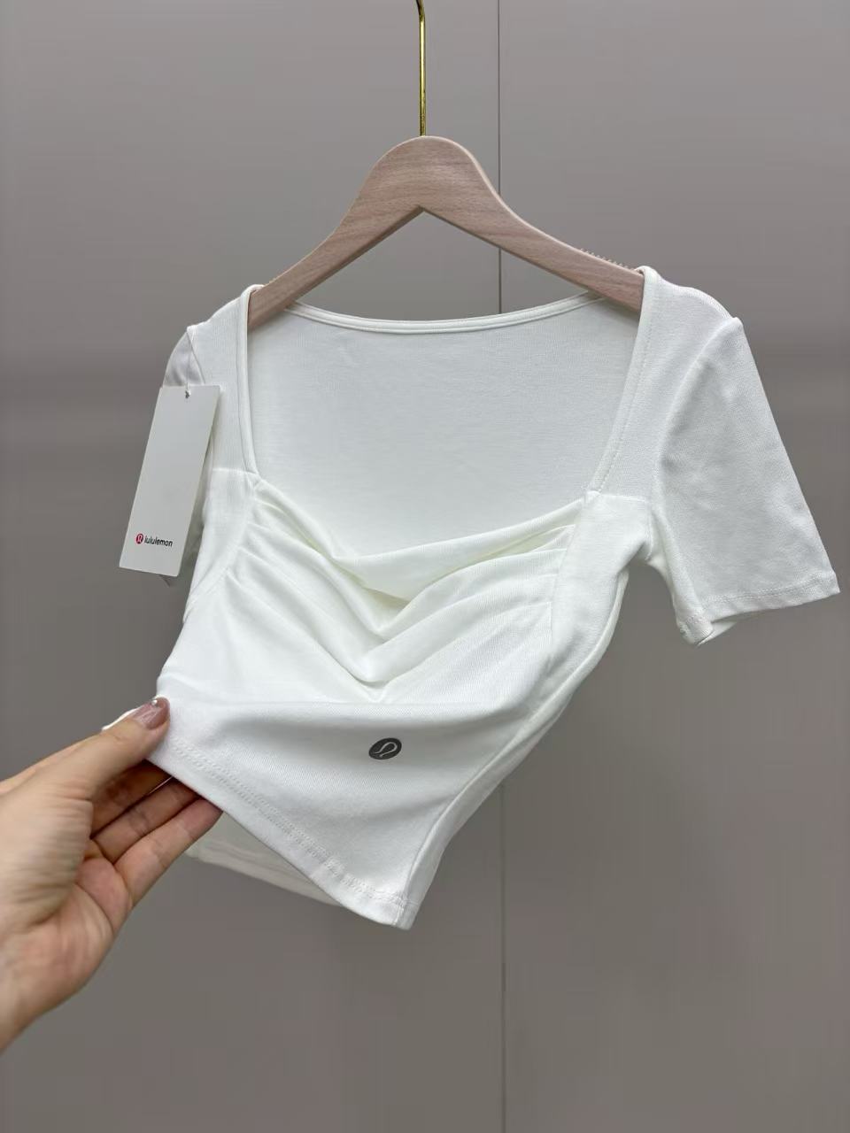 2-pack 2026 New Square Neck Ruched Short Sleeve Top