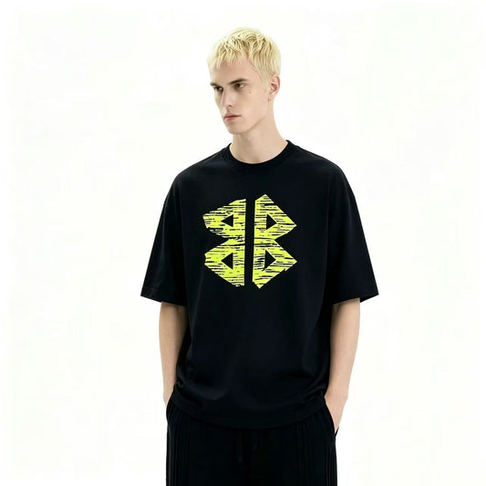 New Black Tape Letter Graphic T-Shirt, Crew Neck Short Sleeve Streetwear Tee