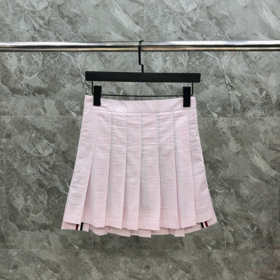 Women's High Waist Striped Seersucker Mini Skirt