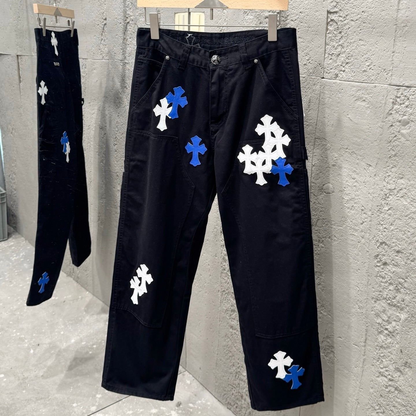 Chrome Hearts Blue Cross Patch Couple Washed Denim Jeans