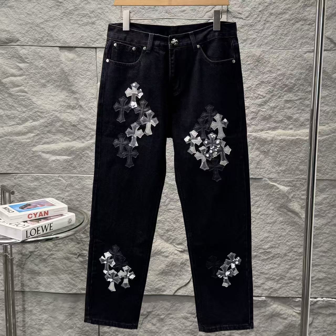 Chrome Hearts New York Limited Edition Leather Patch Straight-Leg Denim Jeans
