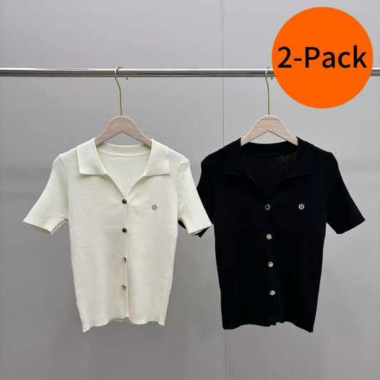 2-pack 2026 New Ice Silk Knit Short Sleeve Cardigan