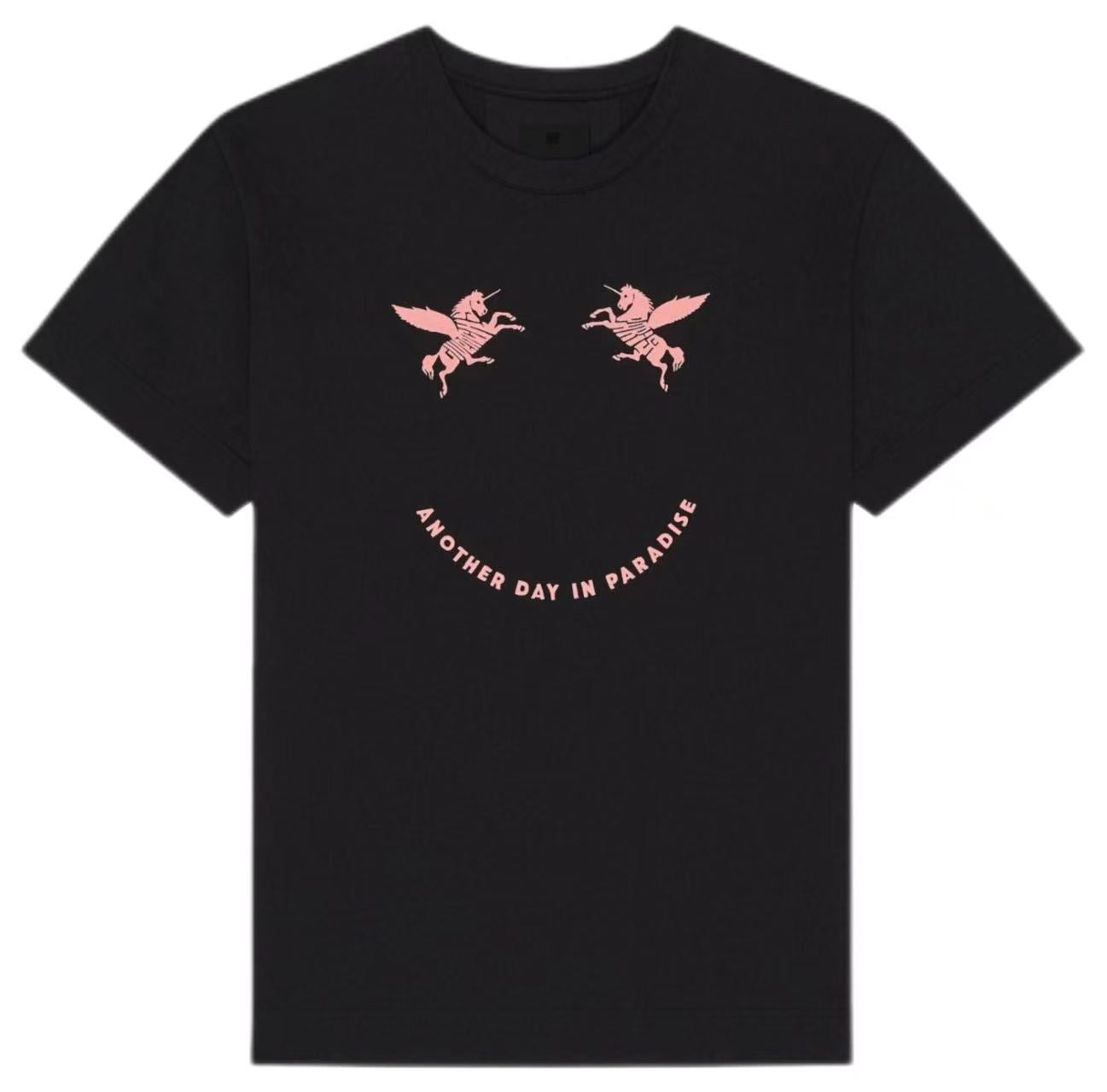 New Neck Pure Cotton T Shirt with Unicorn Graphic and Letter Print Design