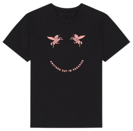 New Neck Pure Cotton T Shirt with Unicorn Graphic and Letter Print Design