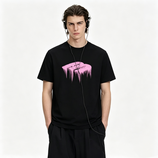 New Band Direct Print Washed Effect Faded Style Cotton T-Shirt