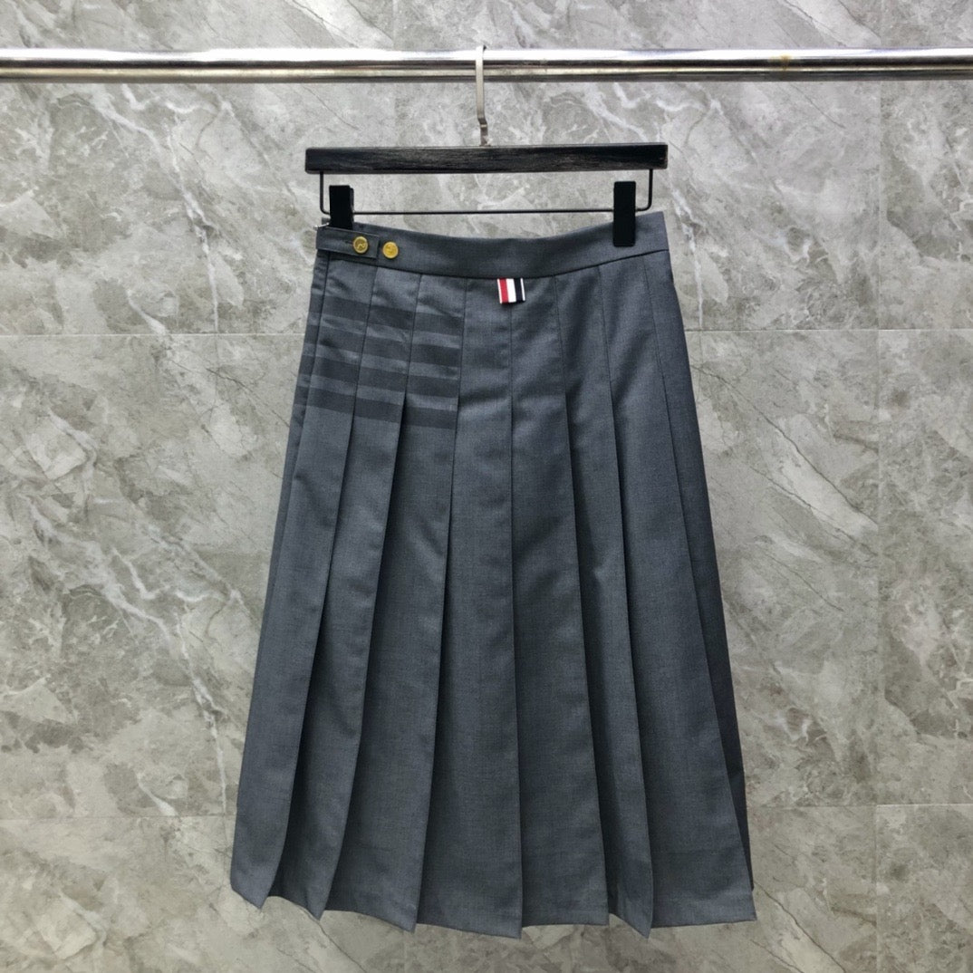 Women's Preppy Four Stripe Pleated Maxi Skirt