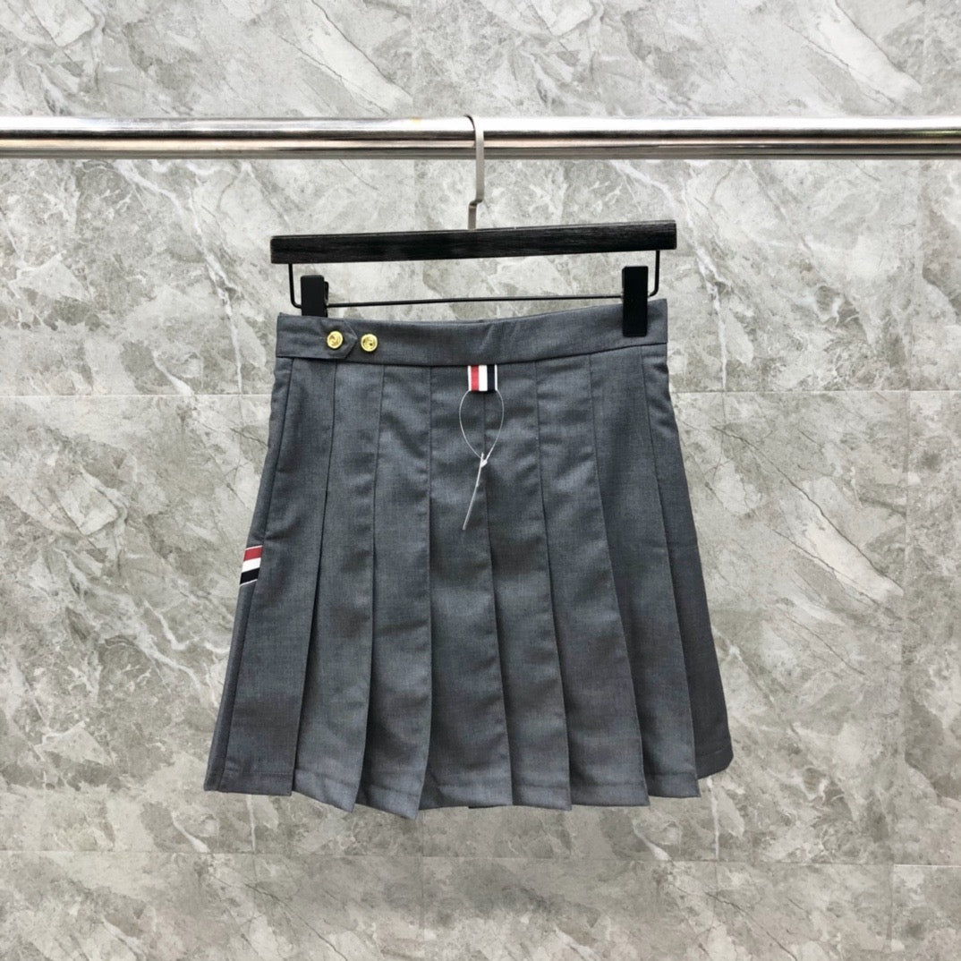 Women's High Waist Contrast Webbing Mini Skirt Preppy Style