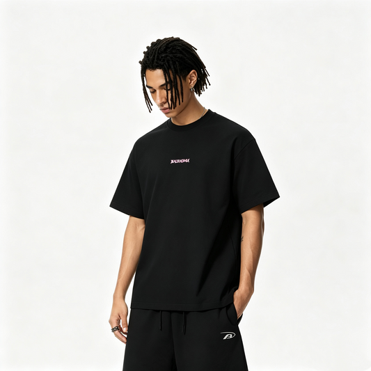 New Band Direct Print Back Medium Fit T-shirt in Black
