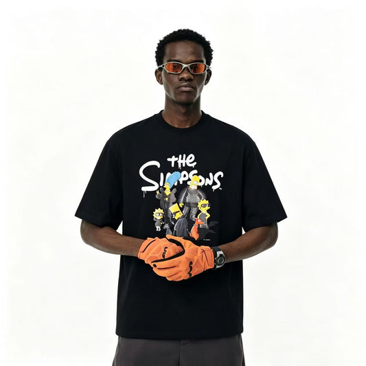 New Simpsons Cartoon Print Crew Neck T Shirt