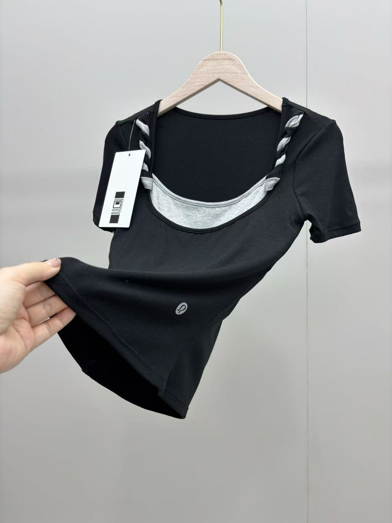 2-Pack New U-Neck Faux Two-Piece Short Sleeve T-Shirt