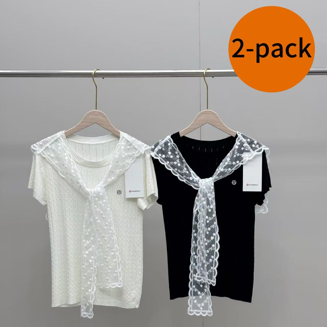 2-pack 2026 New Ice Silk Knit Lace Shrug Short Sleeve Cardigan
