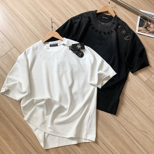 Chrome Hearts Heavyweight Washed Double-Yarn Cotton Couple Short Sleeve T-Shirt