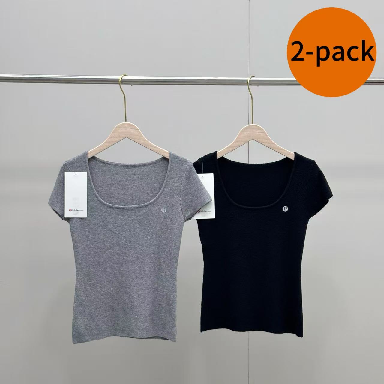 2-pack 2026 New U-Neck Ice Silk Short Sleeve Top