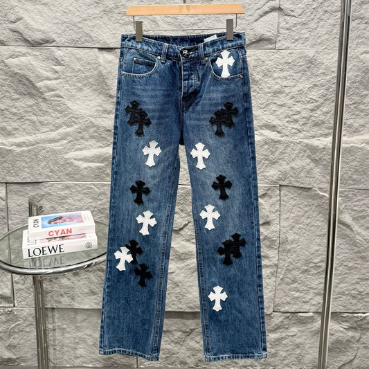 Chrome Hearts Flared Bamboo-Texture Denim Jeans
