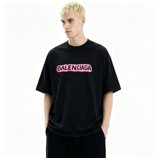 New Unisex Playful Logo Print Graphic Tee, Short Sleeve Casual T-Shirt