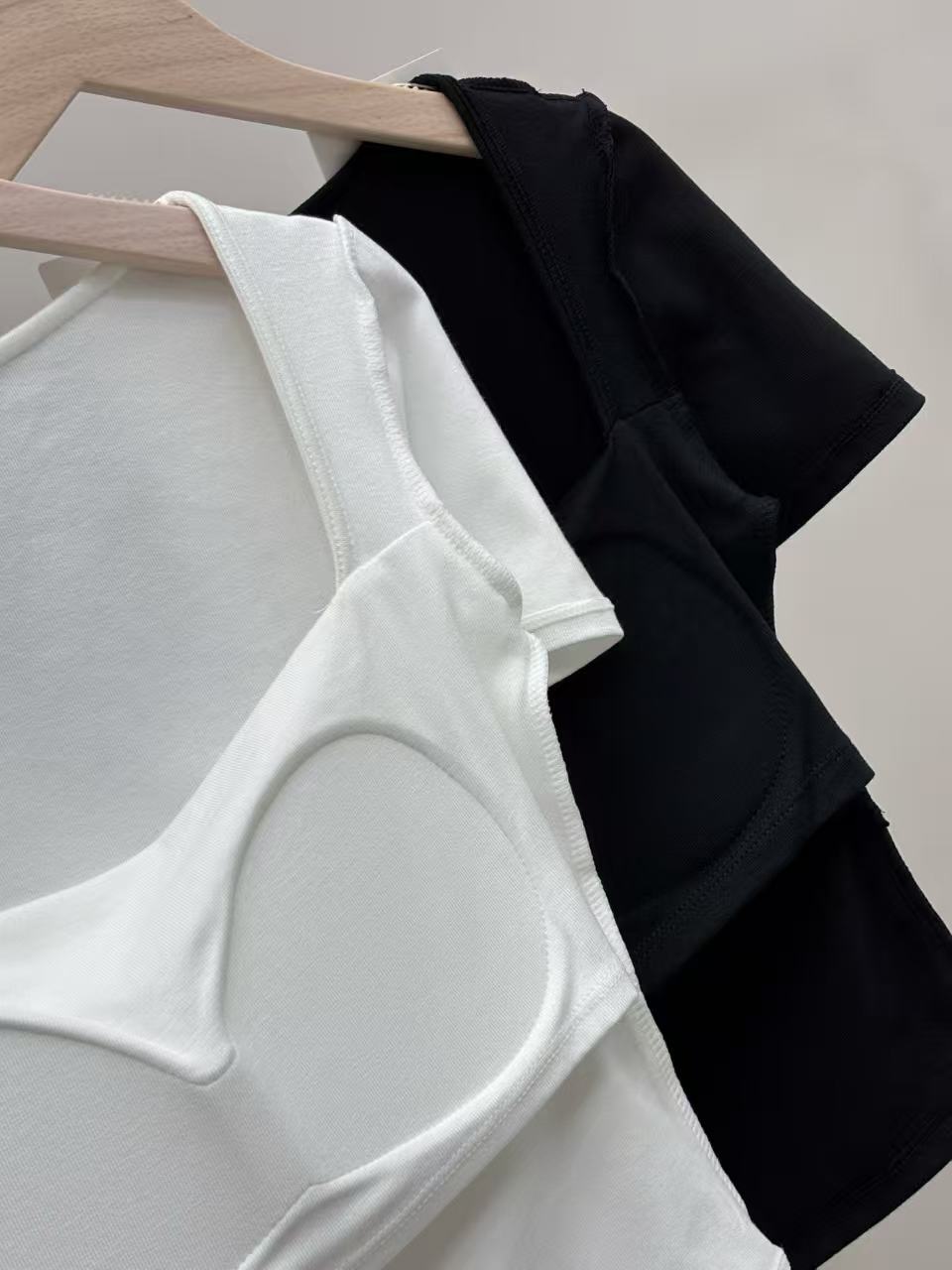 2-pack 2026 New Square Neck Ruched Short Sleeve Top