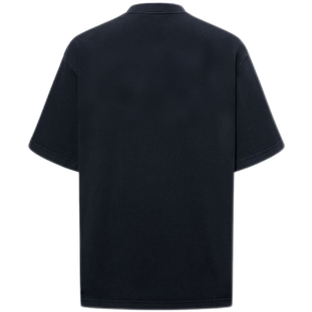 New Crew Neck Pure Cotton T Shirt with Architectural Letter Graphic Print