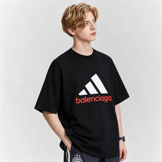 New Vintage Collaboration Print Graphic Tee, Crew Neck Short Sleeve Casual T-Shirt