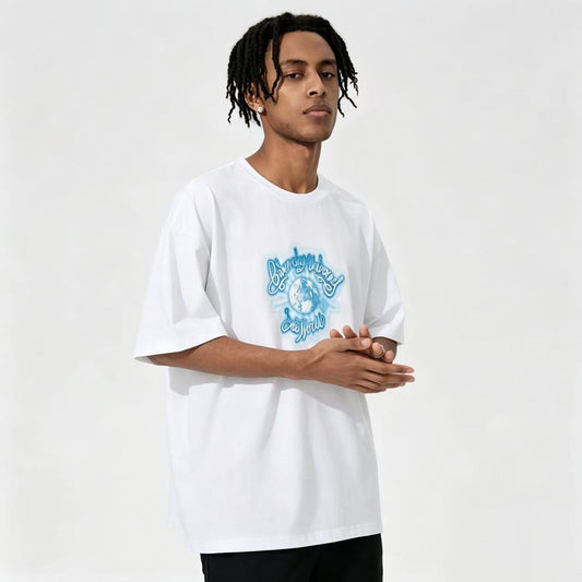 New Pure Cotton T Shirt with Chest Tie-Dye Effect