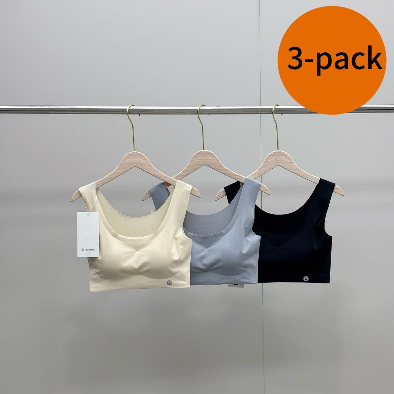 3-pack Ice Silk Zero-Feel Seamless Wire-Free Sports Bra