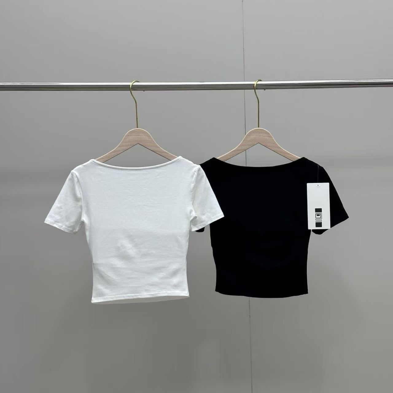 2-pack 2026 New Square Neck Ruched Short Sleeve Top